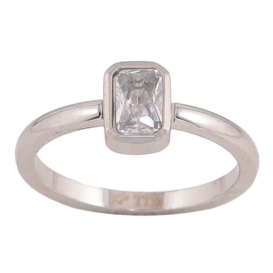 Кольцо Xuping TTM Stainless Steel цвет Родий "Кристалл" фото №1