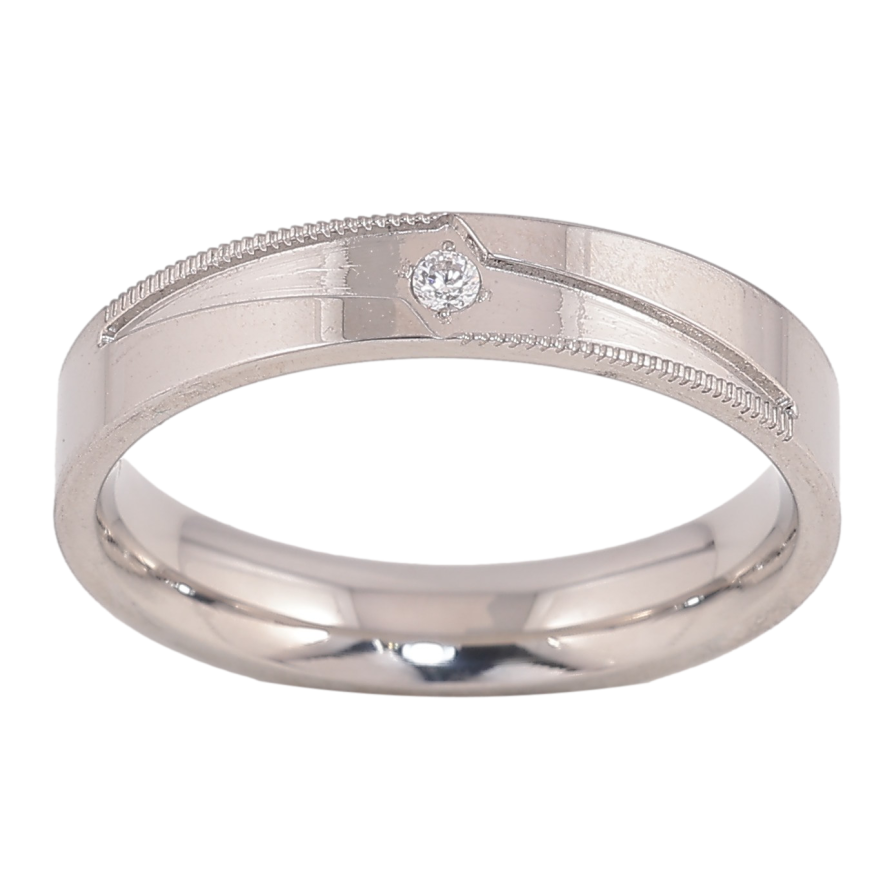 Кольцо Xuping TTM Stainless Steel цвет Родий "Вставка кристалл" шир. 4мм фото №1