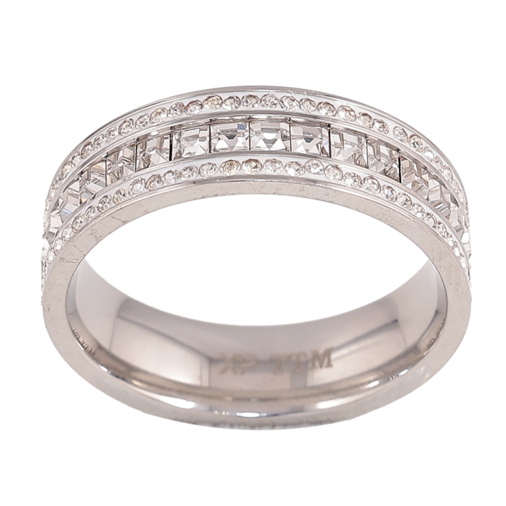 Каблучка Xuping TTM Stainless Steel колір Родій "Візерунок з кристалами" шир. 6мм фото №14 Каблучка Xuping TTM Stainless Steel колір Родій "Візерунок з кристалами" шир. 6мм фото №14