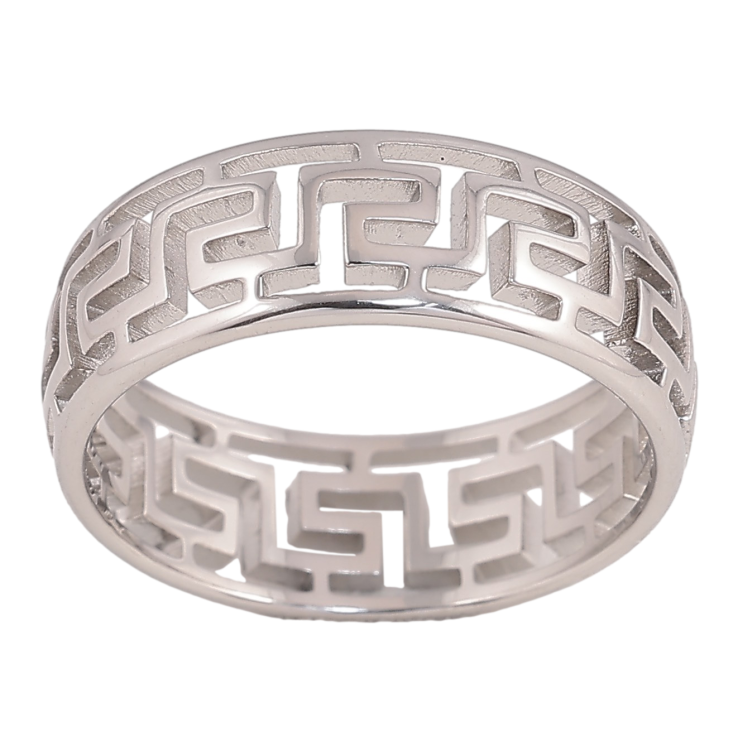 Кольцо Xuping TTM Stainless Steel цвет Родий "Резной греческий орнамент" шир. 7мм фото №15