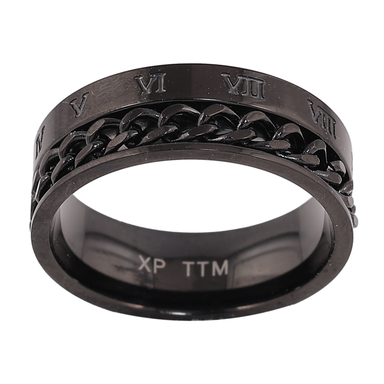 Каблучка Xuping TTM Stainless Steel колір black візерунок ланцюжок шир. 7мм фото №1