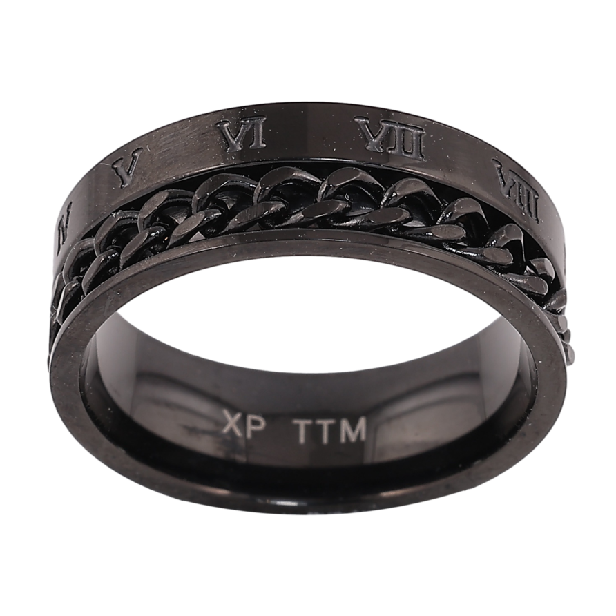 Каблучка Xuping TTM Stainless Steel колір black візерунок ланцюжок шир. 7мм фото №1