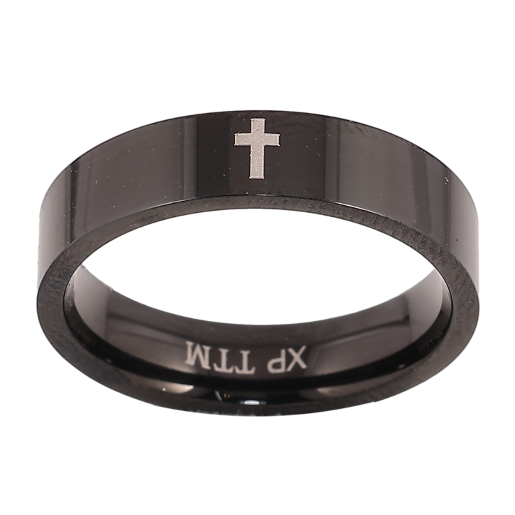 Кольцо Xuping TTM Stainless Steel цвет black "Узор крестик" шир. 5мм фото №4 Кольцо Xuping TTM Stainless Steel цвет black "Узор крестик" шир. 5мм фото №4