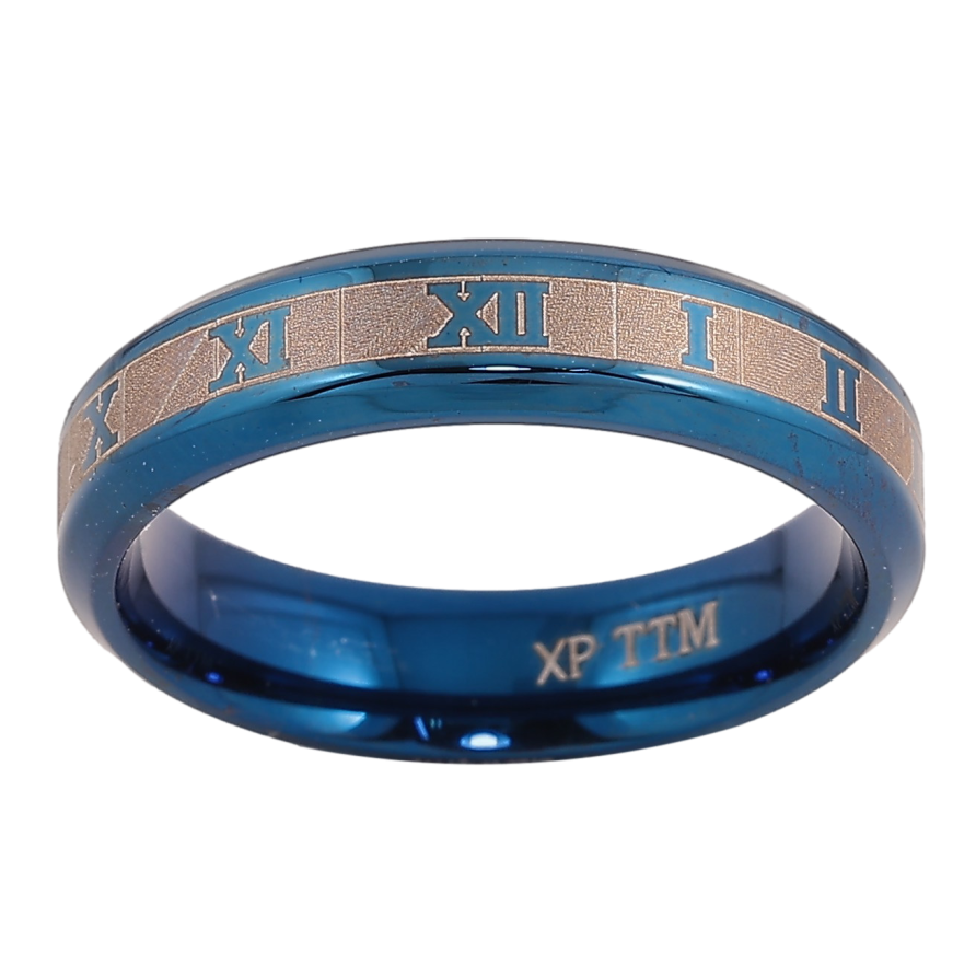 Кольцо Xuping TTM Stainless Steel цвет blue "Узор циферблат" шир. 5мм фото №1