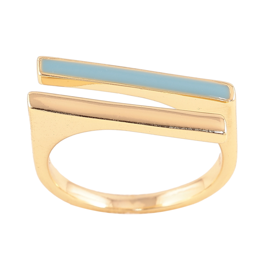 Кольцо Xuping цвет Позолота 14K "Узор с голубой эмалью" фото №1 Кольцо Xuping цвет Позолота 14K "Узор с голубой эмалью" фото №1