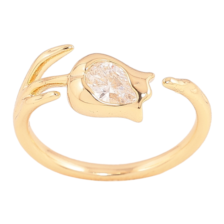 Каблучка Xuping колір Позолота 14K "Тюльпан із кристалом" фото №6 Каблучка Xuping колір Позолота 14K "Тюльпан із кристалом" фото №6