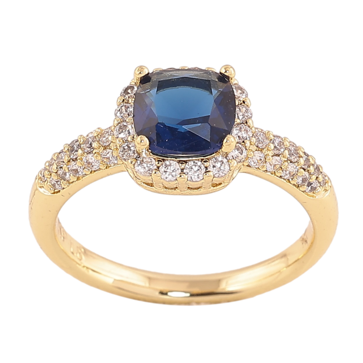 Кольцо Xuping цвет Позолота 14K "Инкрустация с синим кристаллом" фото №7