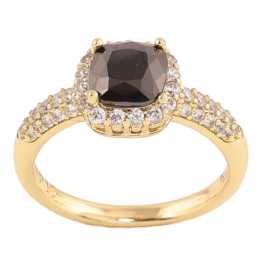 Кольцо Xuping цвет Позолота 14K "Инкрустация с черным кристаллом" фото №1 Кольцо Xuping цвет Позолота 14K "Инкрустация с черным кристаллом" фото №1