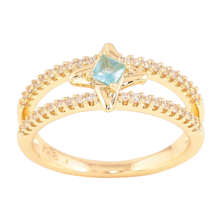 Каблучка Xuping колір Позолота 14K "Зірочка з блакитним кристалом" фото №12