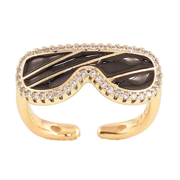 Кольцо Xuping цвет Позолота 14K "Очки с черной эмалью и кристаллами" фото №15 Кольцо Xuping цвет Позолота 14K "Очки с черной эмалью и кристаллами" фото №15