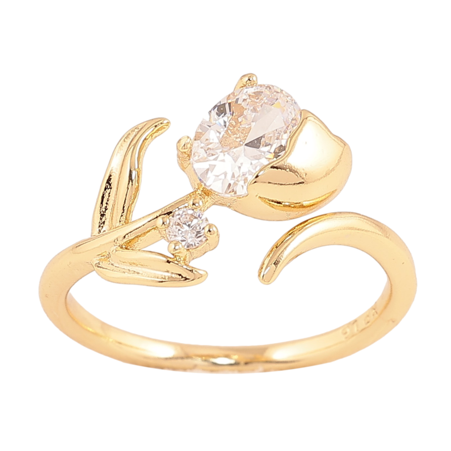 Каблучка Xuping колір Позолота 14K "Кристальна квітка" фото №1 Каблучка Xuping колір Позолота 14K "Кристальна квітка" фото №1