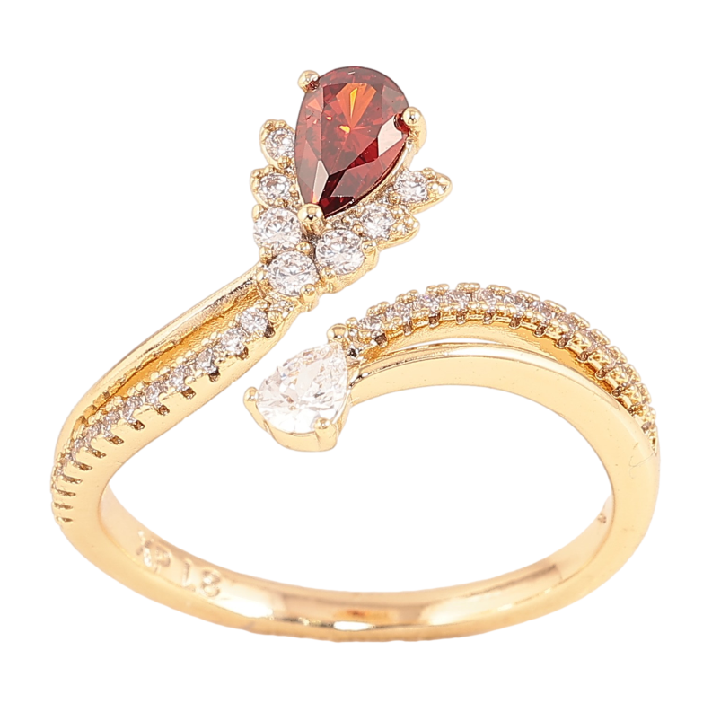 Каблучка Xuping колір Позолота 14K "Візерунок з червоним кристалом" фото №1 Каблучка Xuping колір Позолота 14K "Візерунок з червоним кристалом" фото №1