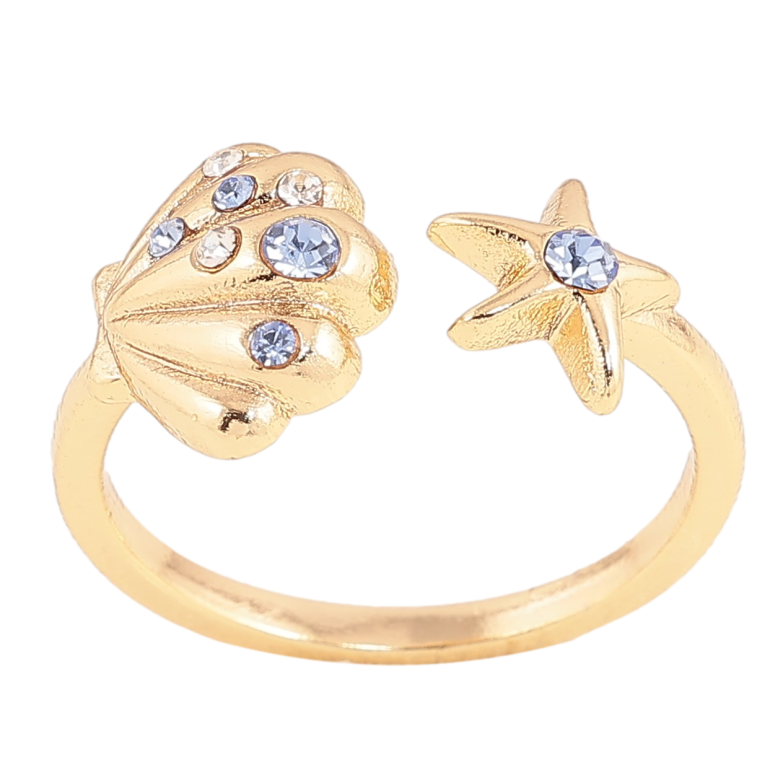 Каблучка Xuping колір Позолота 14K "Мушля з зіркою" фото №3