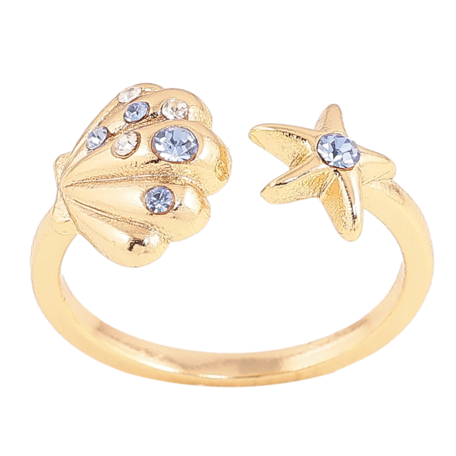 Каблучка Xuping колір Позолота 14K "Мушля з зіркою" фото №1 Каблучка Xuping колір Позолота 14K "Мушля з зіркою" фото №1