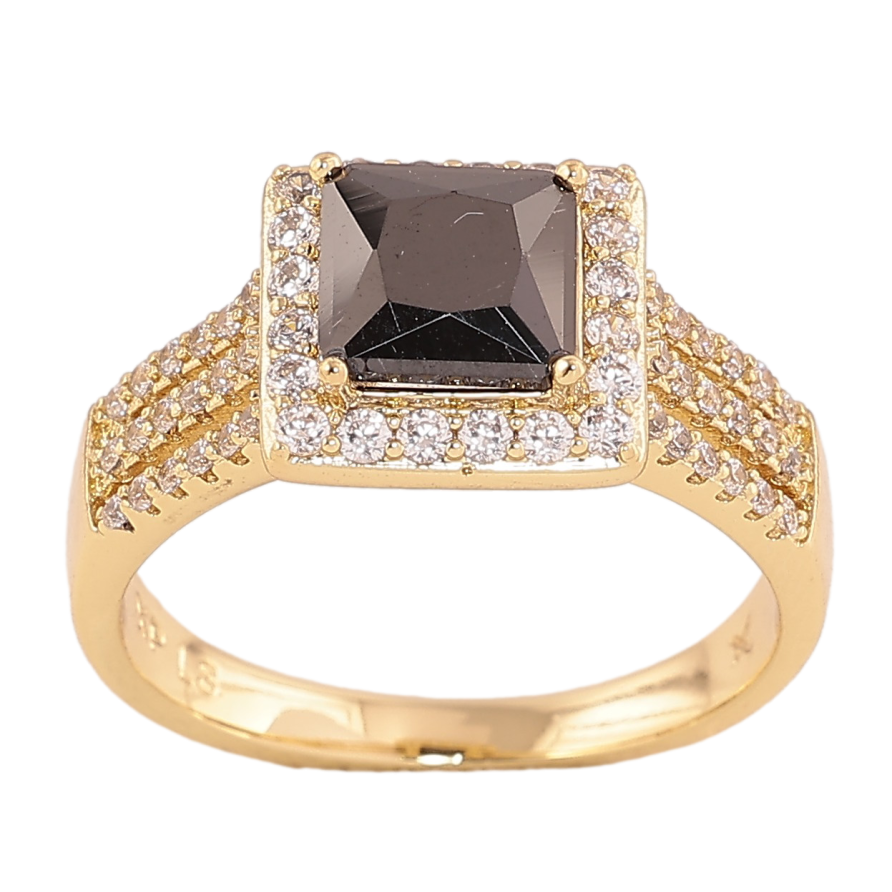 Кольцо Xuping цвет Позолота 14K "Черный кристалл в обрамлении" фото №1 Кольцо Xuping цвет Позолота 14K "Черный кристалл в обрамлении" фото №1