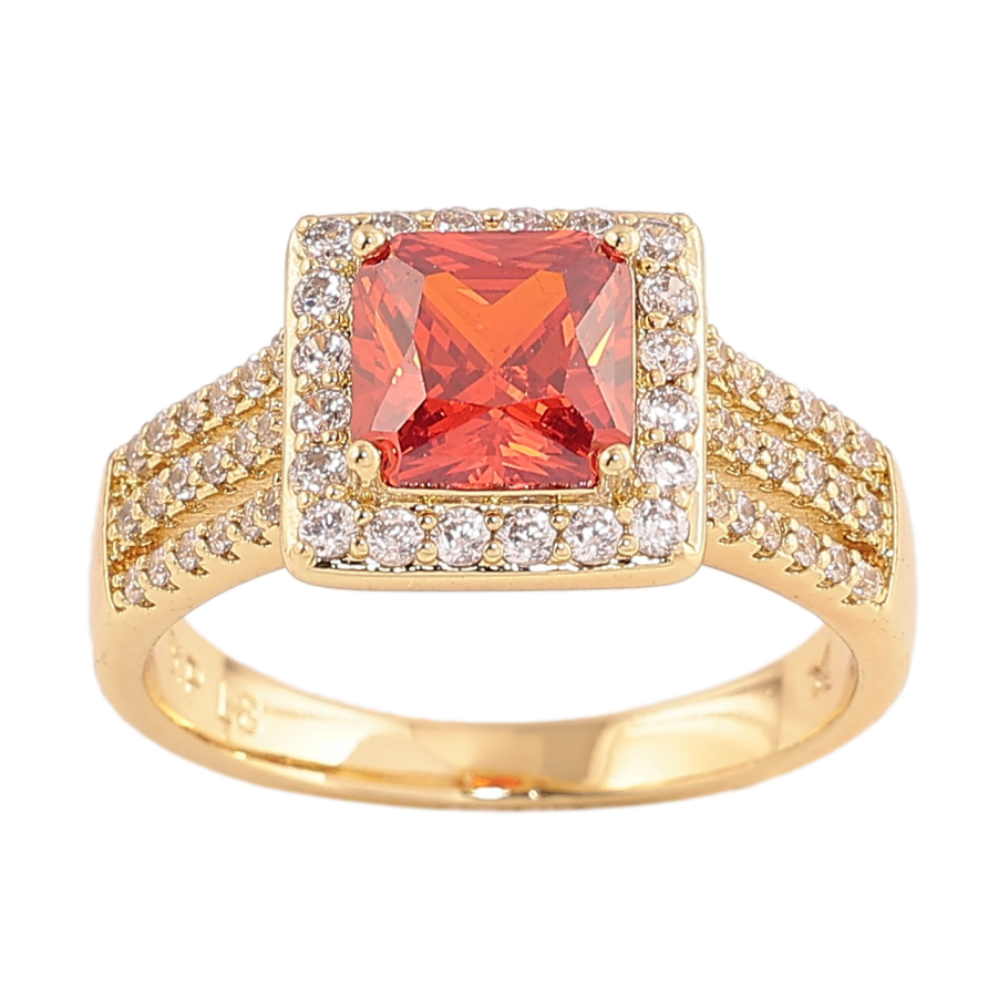 Кольцо Xuping цвет Позолота 14K "Красный кристалл в обрамлении" фото №1 Кольцо Xuping цвет Позолота 14K "Красный кристалл в обрамлении" фото №1