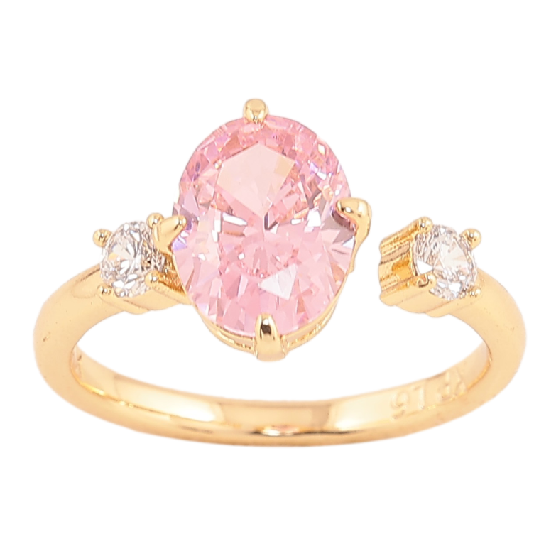 Каблучка Xuping колір Позолота 14K "Візерунок з рожевим кристалом" фото №2 Каблучка Xuping колір Позолота 14K "Візерунок з рожевим кристалом" фото №2