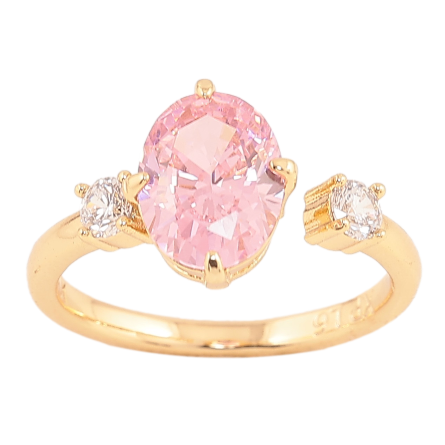 Каблучка Xuping колір Позолота 14K "Візерунок з рожевим кристалом" фото №1 Каблучка Xuping колір Позолота 14K "Візерунок з рожевим кристалом" фото №1