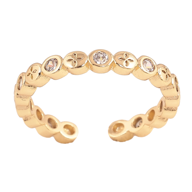 Каблучка Xuping колір Позолота 14K "Візерунок з кристалами" фото №4 Каблучка Xuping колір Позолота 14K "Візерунок з кристалами" фото №4