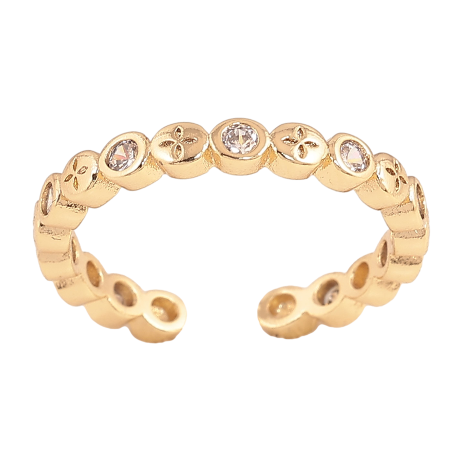Каблучка Xuping колір Позолота 14K "Візерунок з кристалами" фото №1