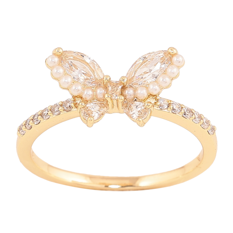 Каблучка Xuping колір Позолота 14K "Кристальний метелик" фото №3 Каблучка Xuping колір Позолота 14K "Кристальний метелик" фото №3