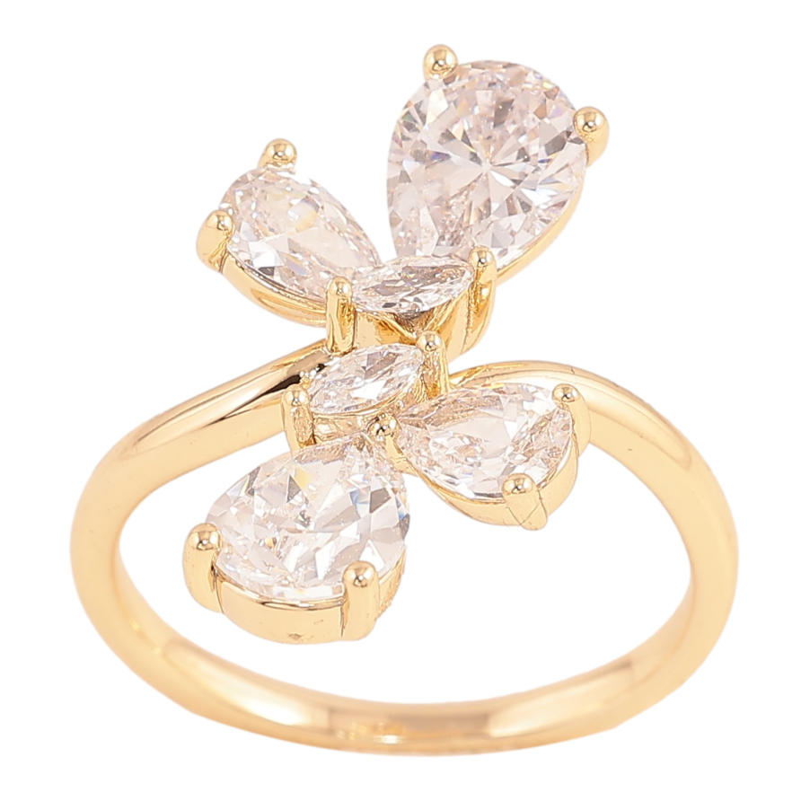 Каблучка Xuping колір Позолота 14K "Візерунок з кристалами" фото №1 Каблучка Xuping колір Позолота 14K "Візерунок з кристалами" фото №1