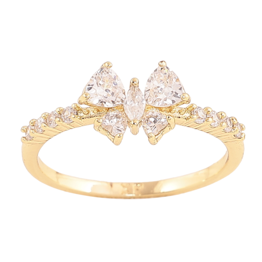Кольцо Xuping цвет Позолота 14K "Кристальная бабочка" фото №1 Кольцо Xuping цвет Позолота 14K "Кристальная бабочка" фото №1