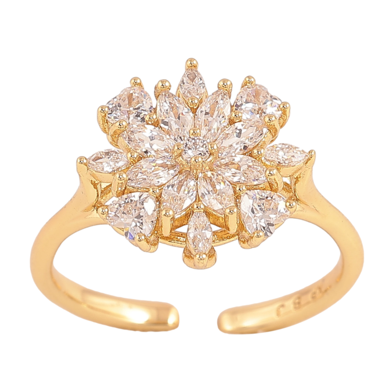 Кольцо Xuping цвет Позолота 14K "Кристальная снежинка" фото №3