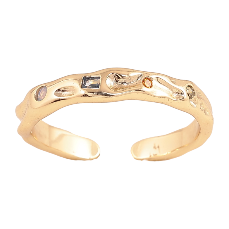 Каблучка Xuping колір Позолота 14K "Візерунок з різнокольоровими кристалами" фото №1 Каблучка Xuping колір Позолота 14K "Візерунок з різнокольоровими кристалами" фото №1