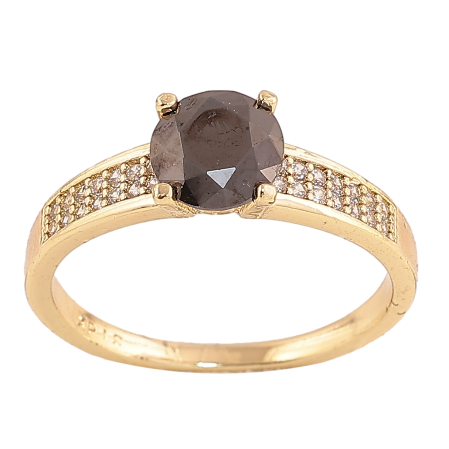 Кольцо Xuping цвет Позолота 14K "Узор с черным кристаллом" фото №1 Кольцо Xuping цвет Позолота 14K "Узор с черным кристаллом" фото №1