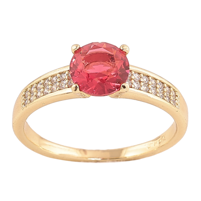 Кольцо Xuping цвет Позолота 14K "Узор с малиновым кристаллом" фото №3 Кольцо Xuping цвет Позолота 14K "Узор с малиновым кристаллом" фото №3