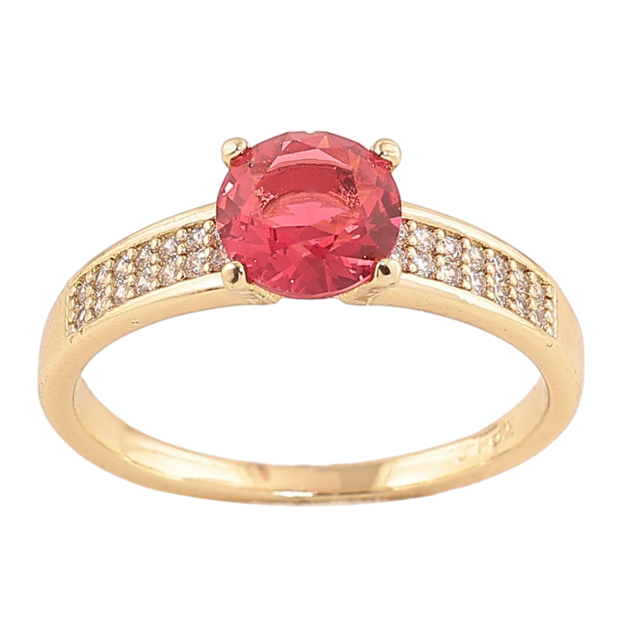 Кольцо Xuping цвет Позолота 14K "Узор с малиновым кристаллом" фото №1 Кольцо Xuping цвет Позолота 14K "Узор с малиновым кристаллом" фото №1