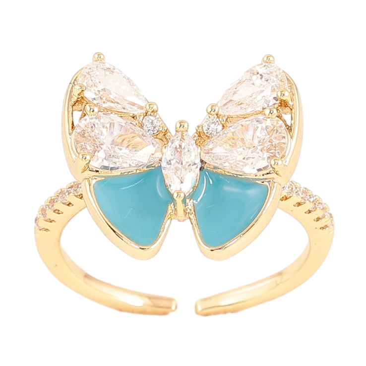 Кольцо Xuping цвет Позолота 14K "Кристальная бабочка с голубой эмалью" фото №17 Кольцо Xuping цвет Позолота 14K "Кристальная бабочка с голубой эмалью" фото №17