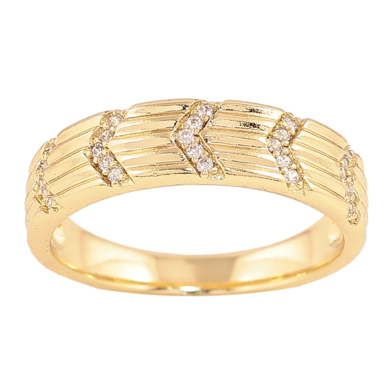 Каблучка Xuping колір Позолота 14K "Візерунок з кристалами" фото №2 Каблучка Xuping колір Позолота 14K "Візерунок з кристалами" фото №2