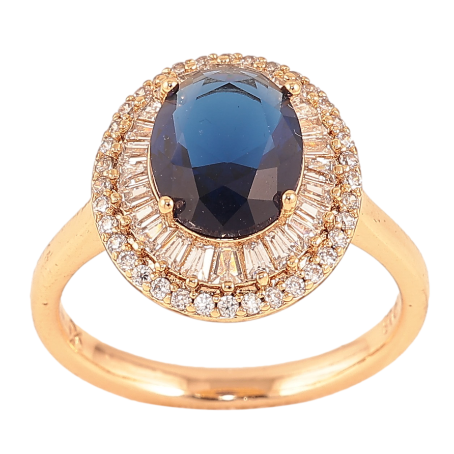 Каблучка Xuping колір Позолота 18K "Синій кристал в обрамленні" фото №1 Каблучка Xuping колір Позолота 18K "Синій кристал в обрамленні" фото №1