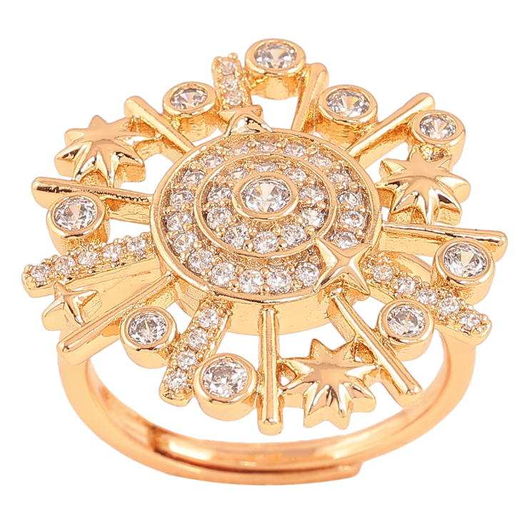 Каблучка Xuping колір Позолота 18K "Візерунок з кристалами" фото №7