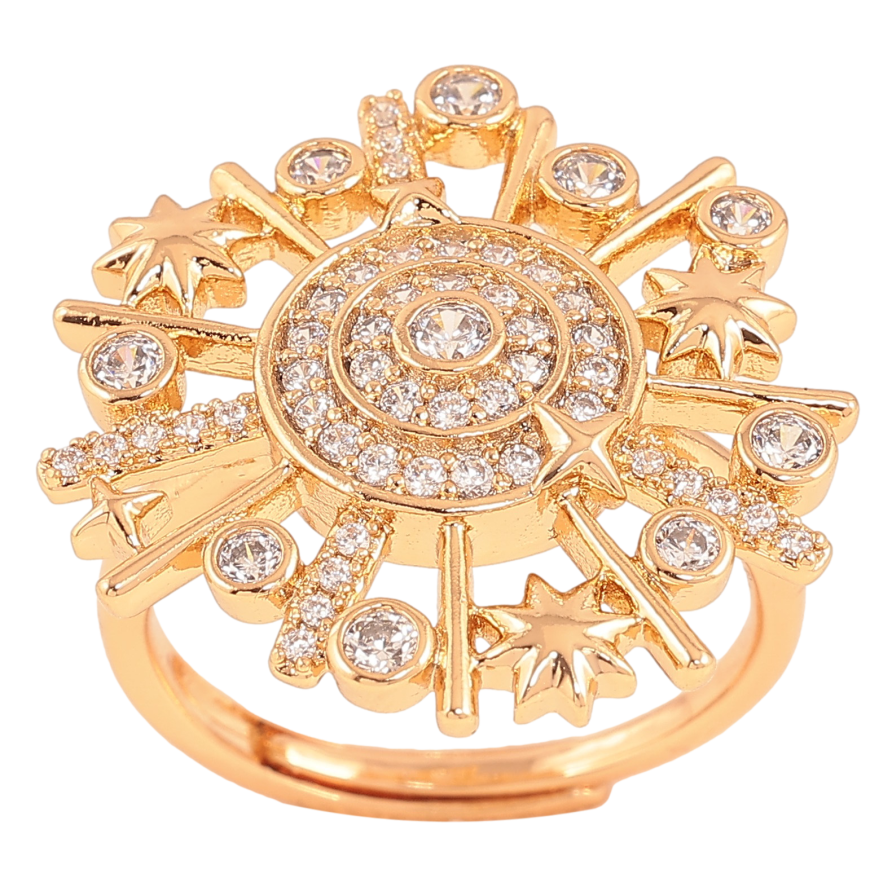 Каблучка Xuping колір Позолота 18K "Візерунок з кристалами" фото №1