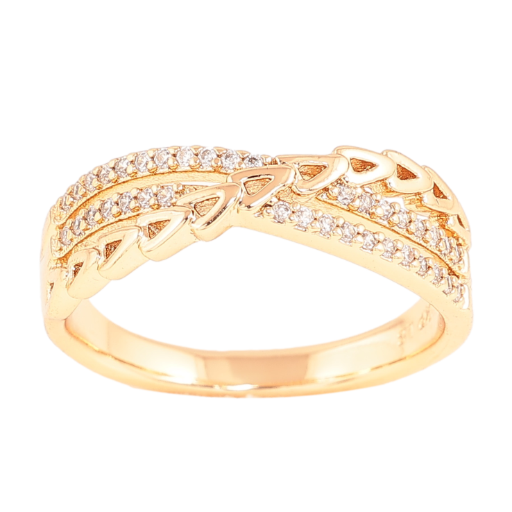 Каблучка Xuping колір Позолота 18K "Візерунок з доріжками кристалів кристалів" фото №25