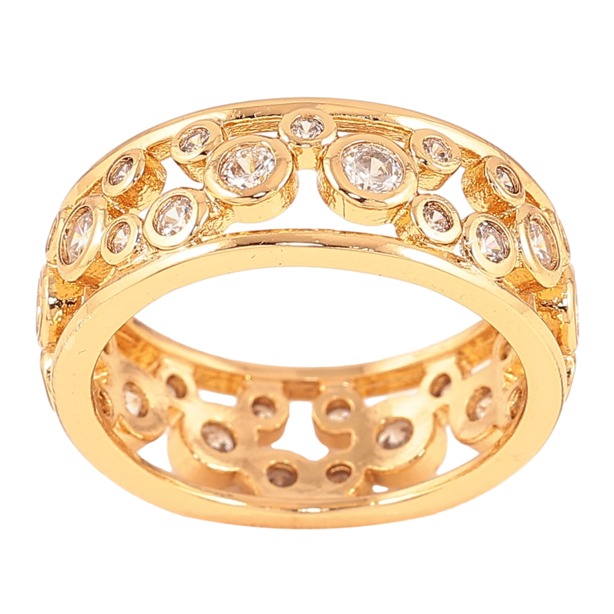 Кольцо Xuping цвет Позолота 18K "Узор с кристаллами" шир. 8мм фото №1 Кольцо Xuping цвет Позолота 18K "Узор с кристаллами" шир. 8мм фото №1