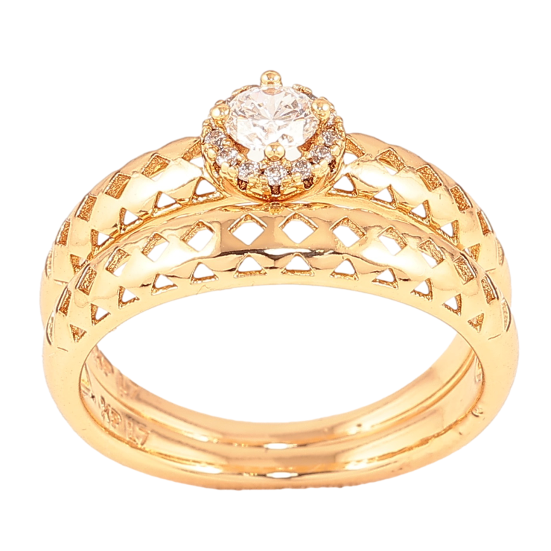 Кольцо Xuping цвет Позолота 18K "Двойное резной узор с кристаллом" фото №1 Кольцо Xuping цвет Позолота 18K "Двойное резной узор с кристаллом" фото №1