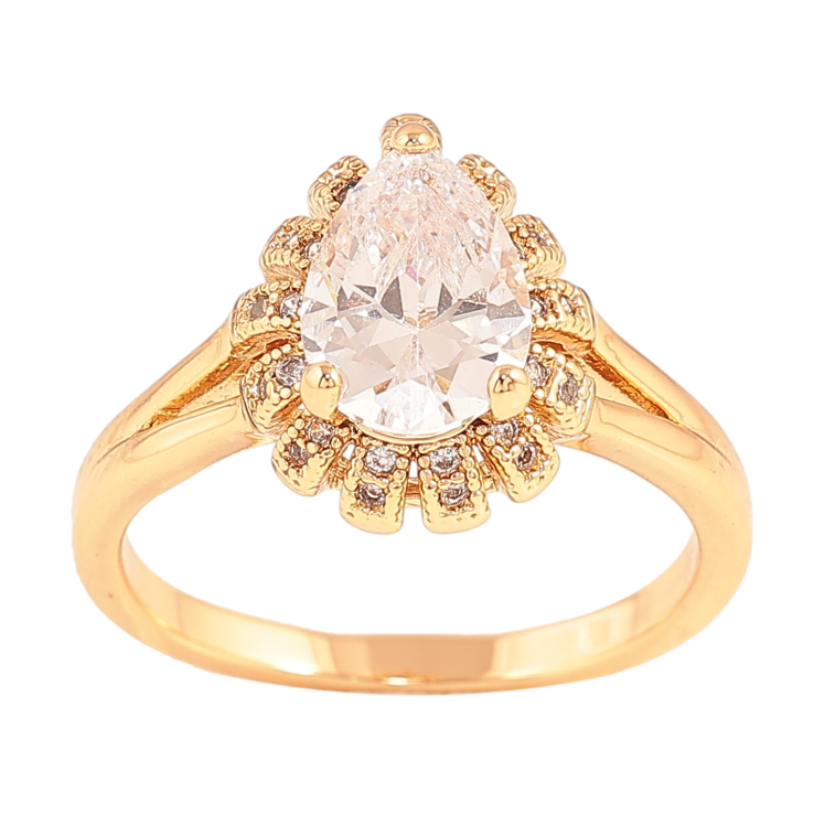 Каблучка Xuping колір Позолота 18K "Кристальна крапелька" фото №25