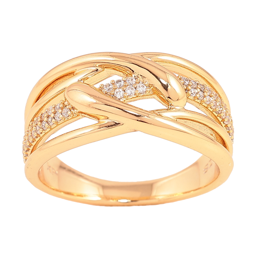 Каблучка Xuping колір Позолота 18K "Візерунок з кристалами" фото №1