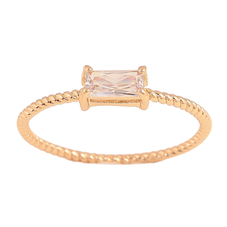 Каблучка Xuping колір Позолота 18K "Кристал на тонкій шинці" фото №8