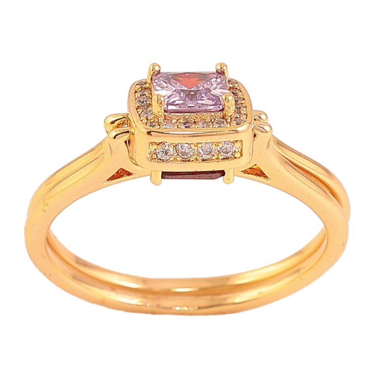 Каблучка Xuping колір Позолота 18K "Двостороннє з червоним та бузковим кристалом" фото №12