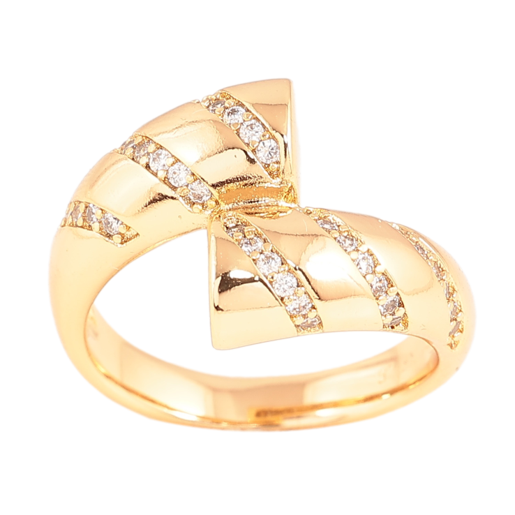 Каблучка Xuping колір Позолота 18K "Візерунок з кристалами" фото №9