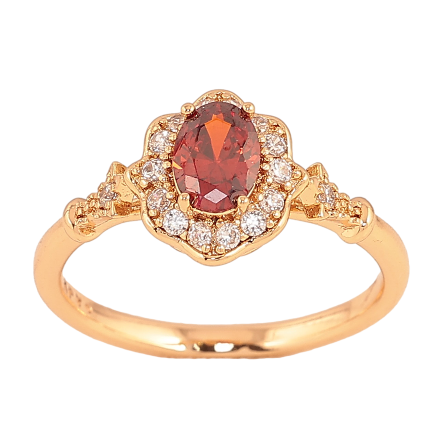 Каблучка Xuping колір Позолота 18K "Візерунок з червоним кристалом" фото №1 Каблучка Xuping колір Позолота 18K "Візерунок з червоним кристалом" фото №1