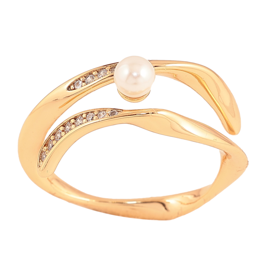 Кольцо Xuping цвет Позолота 18K "Узор с жемчужиной и кристаллами" фото №1