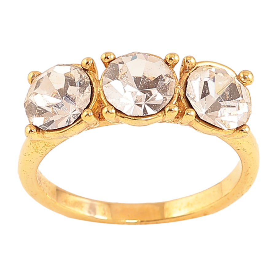 Каблучка Xuping колір Позолота 18K "Три кристали" фото №1 Каблучка Xuping колір Позолота 18K "Три кристали" фото №1