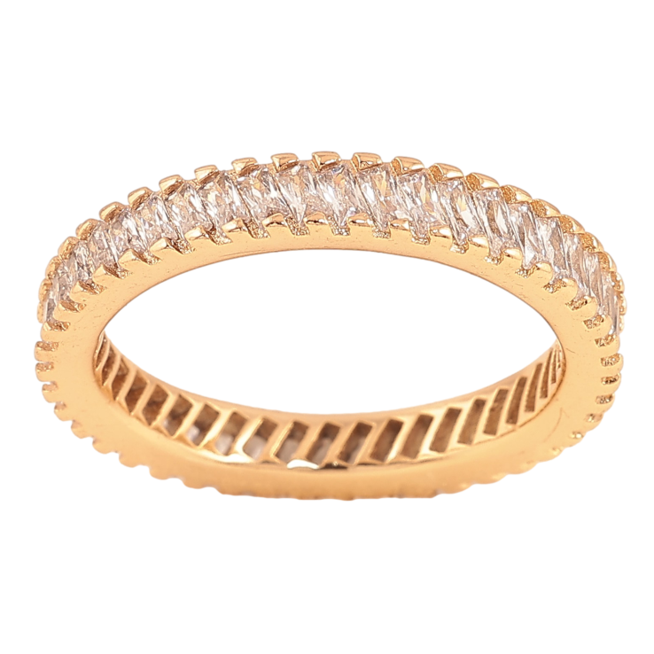 Каблучка Xuping колір Позолота 18K "Доріжка кристалів" шир. 4мм фото №3 Каблучка Xuping колір Позолота 18K "Доріжка кристалів" шир. 4мм фото №3