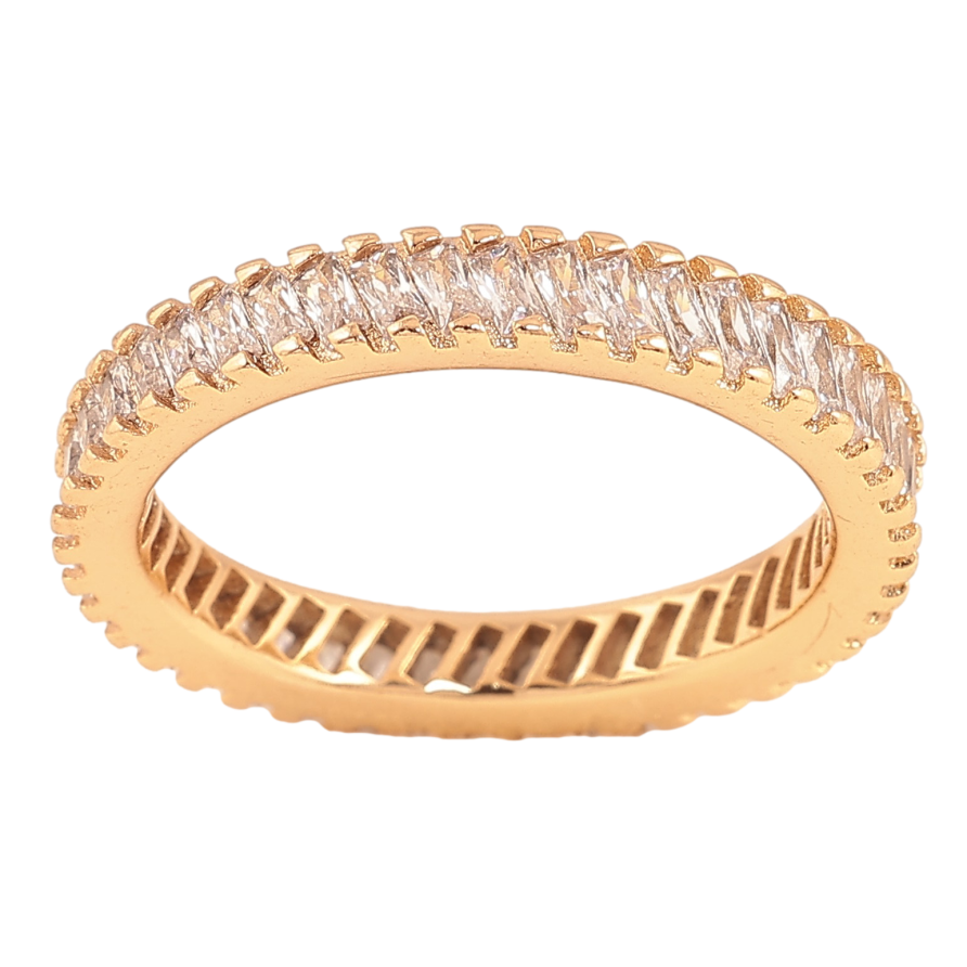 Каблучка Xuping колір Позолота 18K "Доріжка кристалів" шир. 4мм фото №1